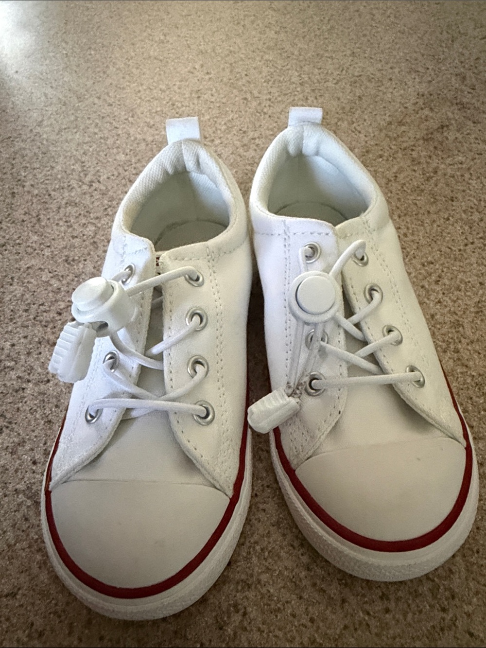 Converse Kids White Canvas Sneakers with Red Stripe